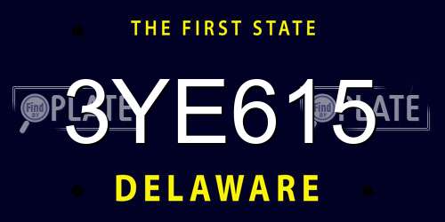 3YE615 Delaware License Plate