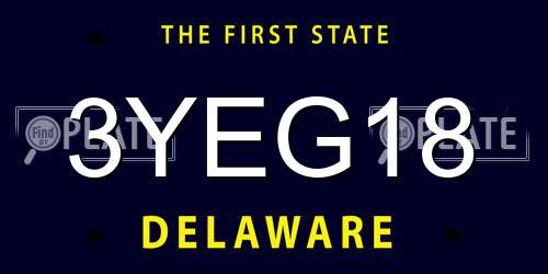 3YEG18 Delaware License Plate