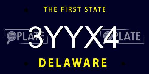 3YYX4 Delaware License Plate
