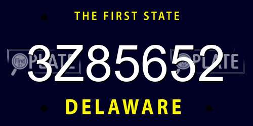 3Z85652 Delaware License Plate