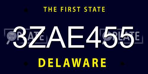 3ZAE455 Delaware License Plate