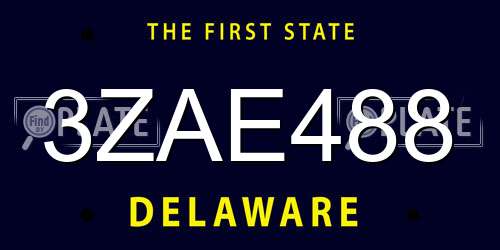3ZAE488 Delaware License Plate