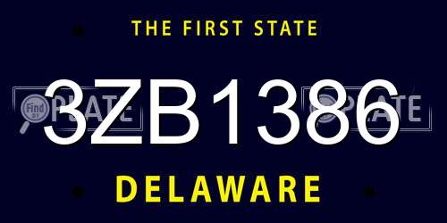 3ZB1386 Delaware License Plate