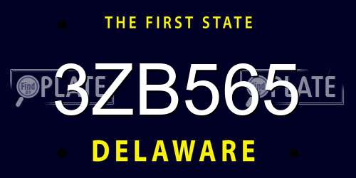 3ZB565 Delaware License Plate