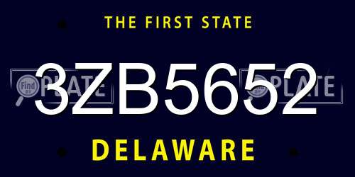 3ZB5652 Delaware License Plate