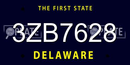 3ZB7628 Delaware License Plate
