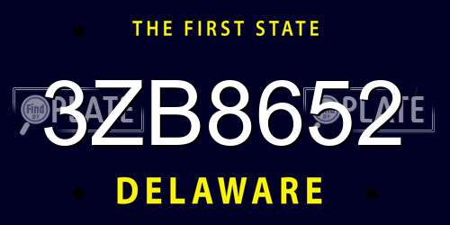 3ZB8652 Delaware License Plate