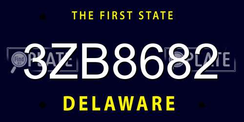3ZB8682 Delaware License Plate