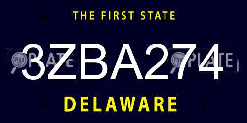 3ZBA274 Delaware License Plate