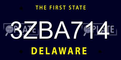 3ZBA714 Delaware License Plate