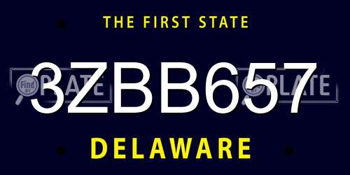 3ZBB657 Delaware License Plate