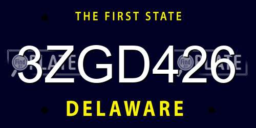 3ZGD426 Delaware License Plate