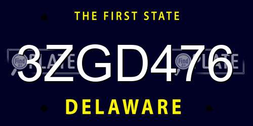 3ZGD476 Delaware License Plate