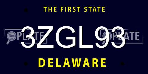 3ZGL93 Delaware License Plate