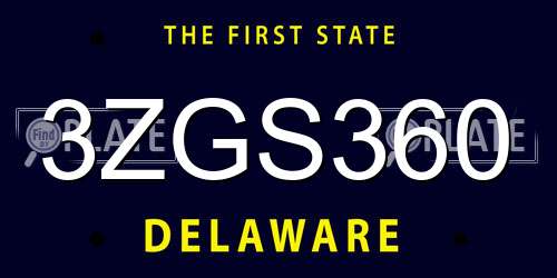 3ZGS360 Delaware License Plate