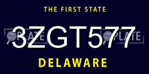 3ZGT577 Delaware License Plate