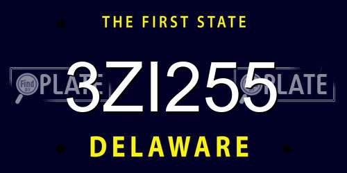 3ZI255 Delaware License Plate