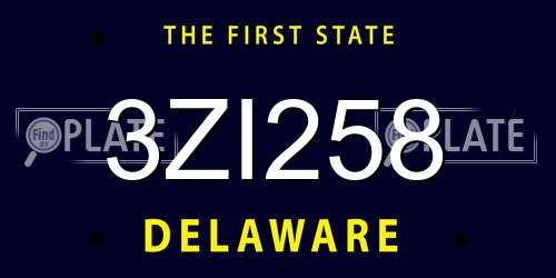 3ZI258 Delaware License Plate