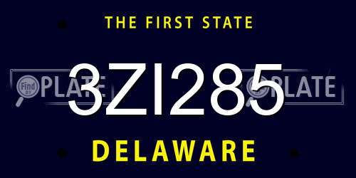 3ZI285 Delaware License Plate