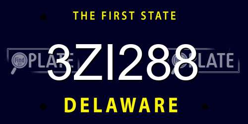3ZI288 Delaware License Plate