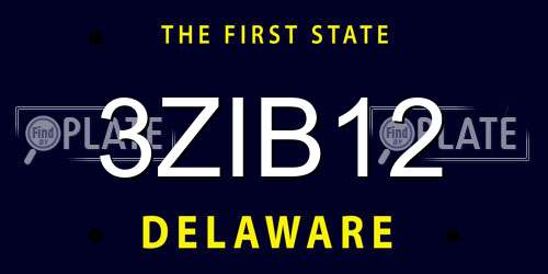 3ZIB12 Delaware License Plate