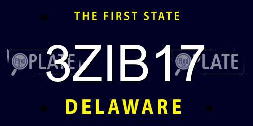 3ZIB17 Delaware License Plate