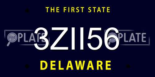 3ZII56 Delaware License Plate
