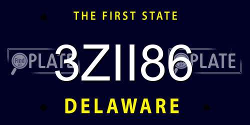 3ZII86 Delaware License Plate