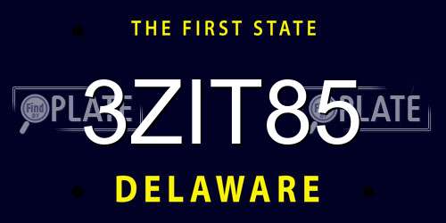 3ZIT85 Delaware License Plate