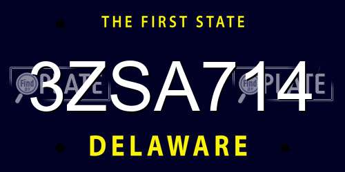 3ZSA714 Delaware License Plate