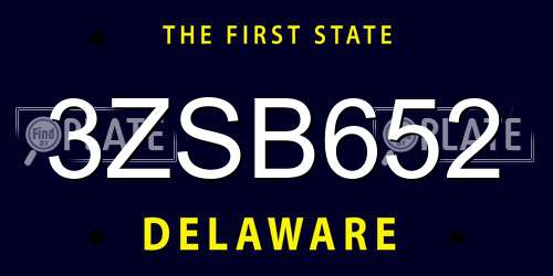 3ZSB652 Delaware License Plate