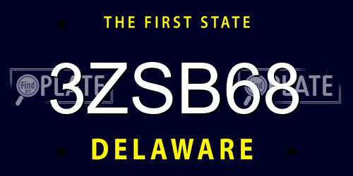 3ZSB68 Delaware License Plate