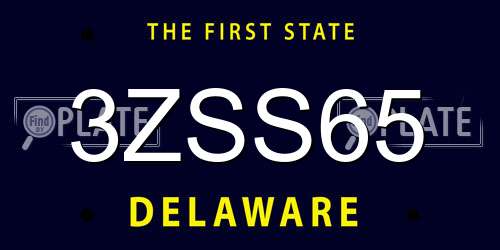 3ZSS65 Delaware License Plate