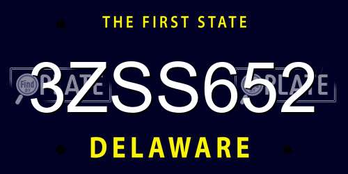 3ZSS652 Delaware License Plate