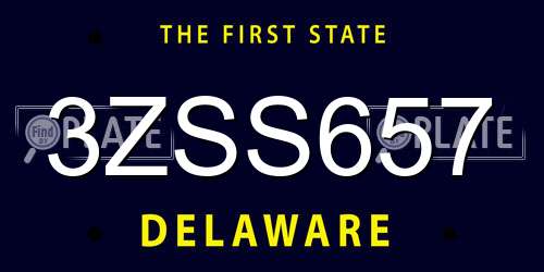 3ZSS657 Delaware License Plate