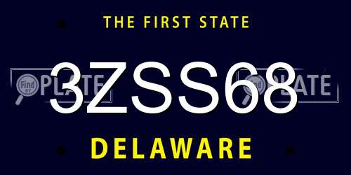3ZSS68 Delaware License Plate