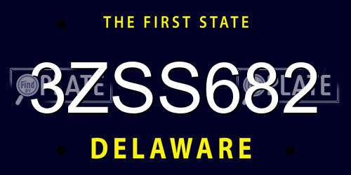 3ZSS682 Delaware License Plate
