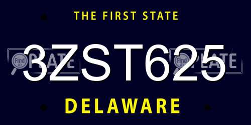 3ZST625 Delaware License Plate
