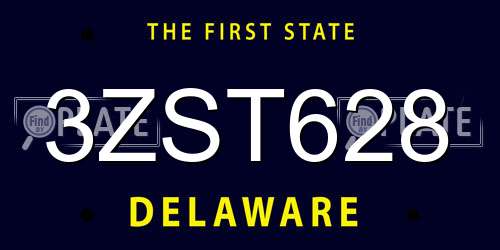 3ZST628 Delaware License Plate
