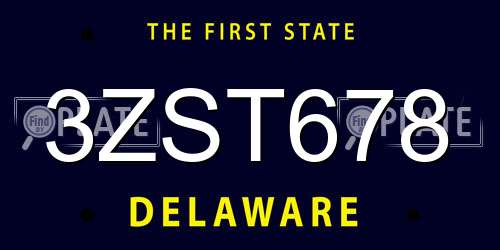 3ZST678 Delaware License Plate