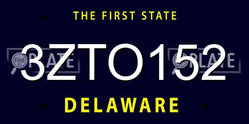 3ZTO152 Delaware License Plate