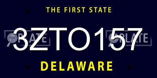 3ZTO157 Delaware License Plate