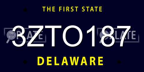 3ZTO187 Delaware License Plate