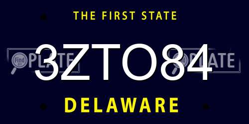 3ZTO84 Delaware License Plate