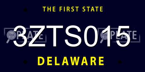3ZTS015 Delaware License Plate