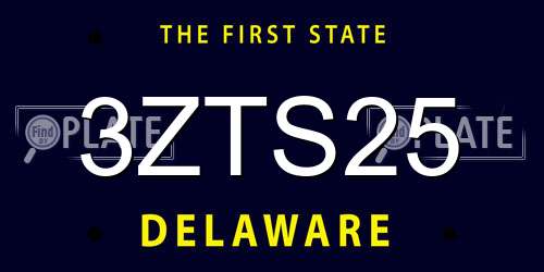 3ZTS25 Delaware License Plate