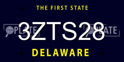 3ZTS28 Delaware License Plate