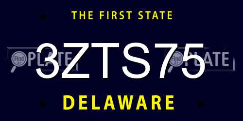 3ZTS75 Delaware License Plate