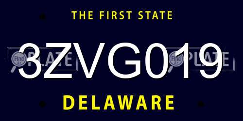 3ZVG019 Delaware License Plate