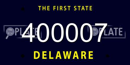 400007 Delaware License Plate